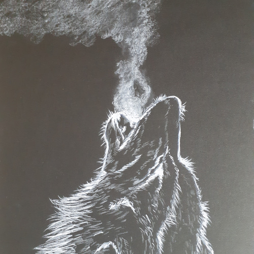 狼 色鉛筆画