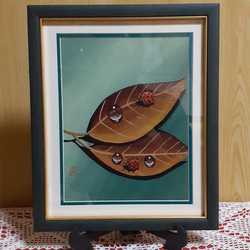 絵画・額縁・版画・芳岡 ひでき・新品未使用・お茶・てんとう虫・美術品・インテリア 水彩画 花とてんとう虫 絵画 makochin 通販 17313504｜Creema