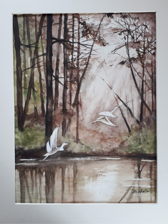 水彩画 森の日差し 絵画 makochin 通販 12194673｜Creema(クリーマ)