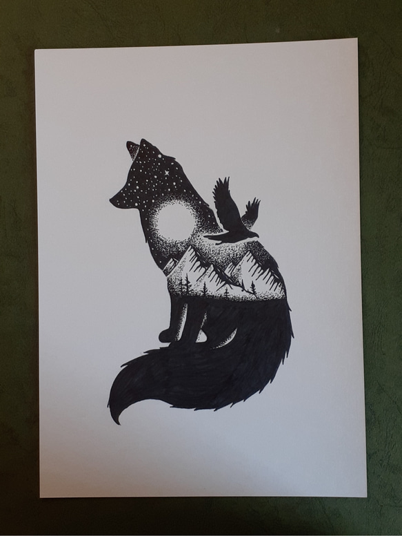 点描画アート ワシとWOLF 絵画 makochin 通販 12197080｜Creema