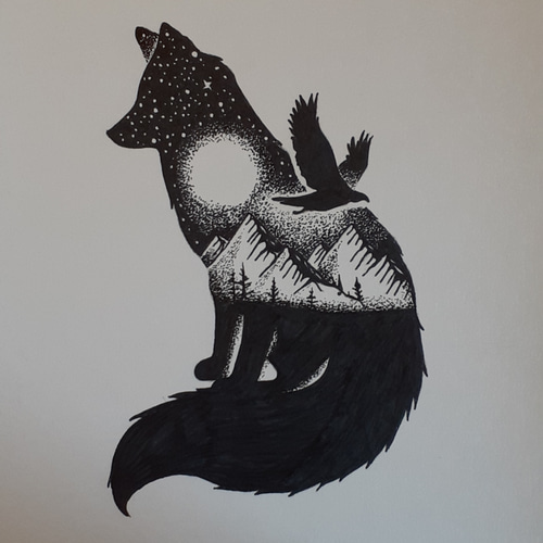 点描画アート ワシとWOLF 絵画 makochin 通販 12197080｜Creema