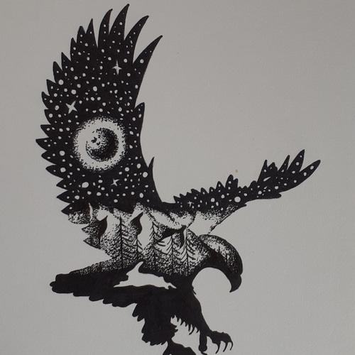 希少絵画！運気アップ【てんとう虫】美しい線画－宇宙に1つだけ