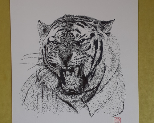点描画 点描画アート タイガー 絵画 makochin 通販 12197751｜Creema