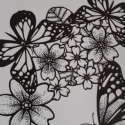 切り絵アート　花と蝶々の乱舞 4枚目の画像