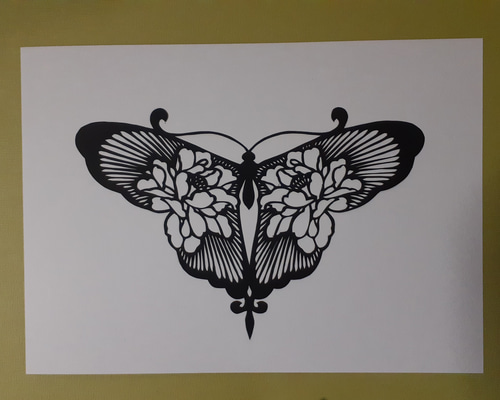 切り絵アート 花と蝶 切り絵 makochin 通販 12198807｜Creema