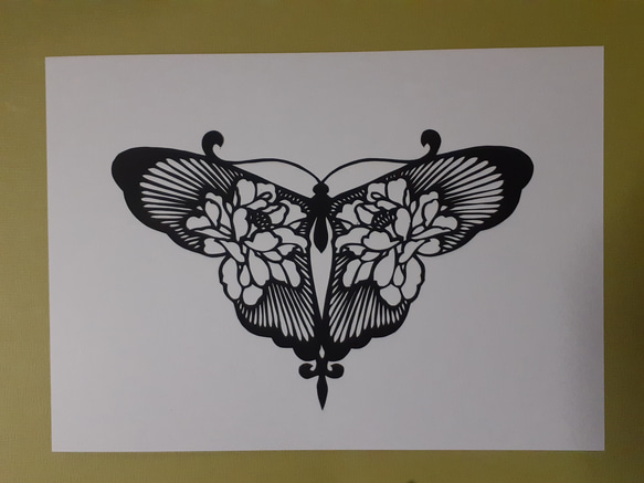 絵画　ANNA．Ｋ　冬　蝶　輪 切り絵アート 花と蝶 切り絵 makochin 通販 12198807｜Creema