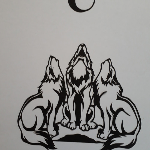 切り絵アート オオカミの遠吠え 切り絵 makochin 通販 12201772