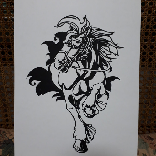 切り絵アート 翔馬 絵画 makochin 通販 12201869｜Creema(クリーマ)