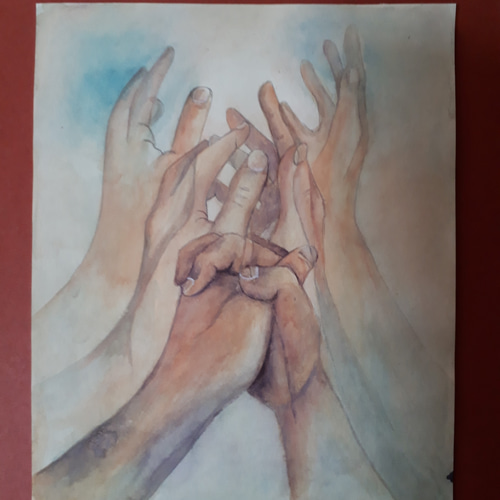 水彩画 絆 絵画 makochin 通販 12202571｜Creema(クリーマ)