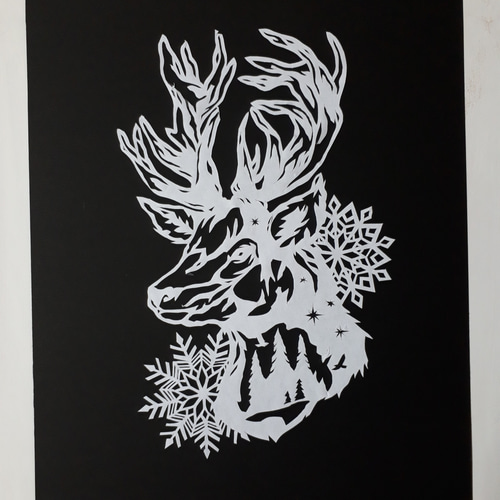 トナカイ　動物　アクリル画　絵画 WALLTZ】いくらまりえ / トナカイと / NWZ-TNKI | 輸入壁紙専門店