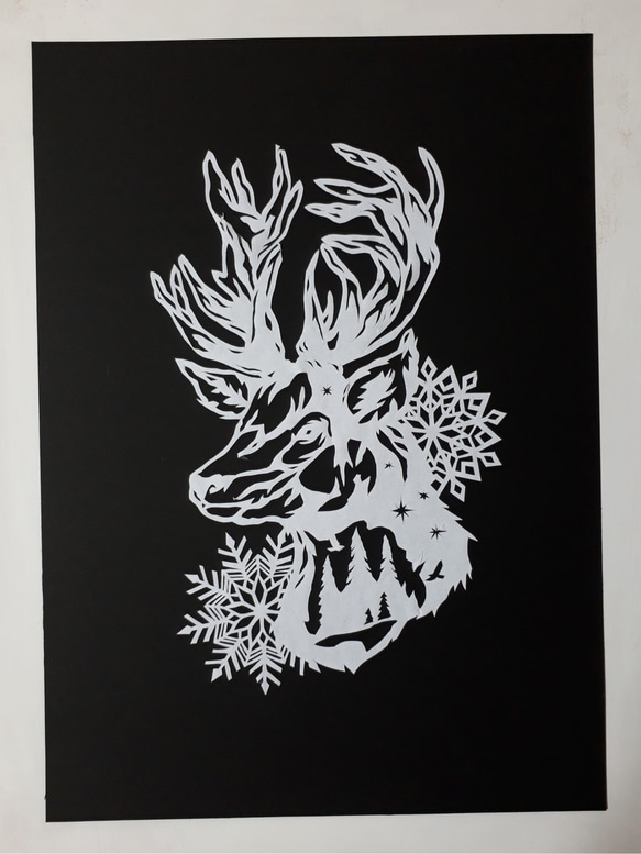 トナカイ　動物　アクリル画　絵画 トナカイ 動物 アクリル画 絵画