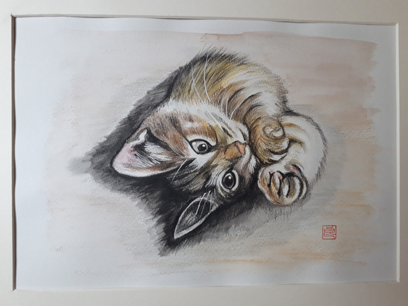 色鉛筆画 猫の戯れ 絵画 makochin 通販 12231359｜Creema(クリーマ)