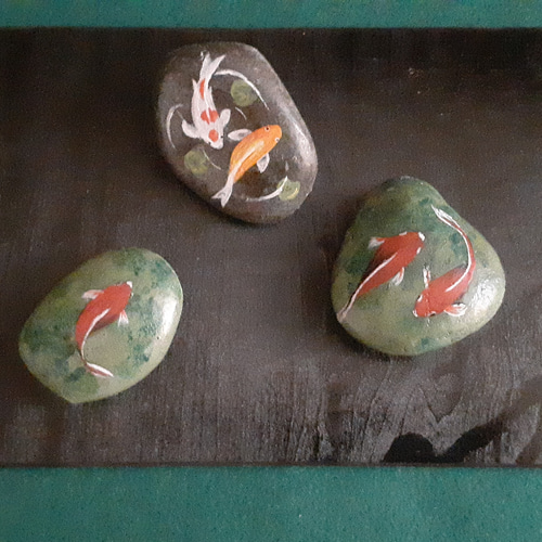 金魚(3点セット) 石のアート その他アート makochin 通販