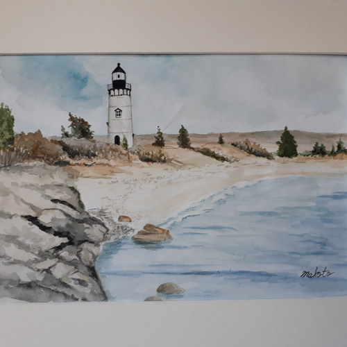 水彩画「海岸線」