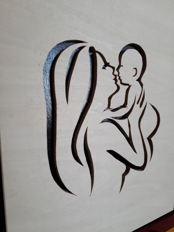 木工切り絵　母子のスキンシップ 4枚目の画像
