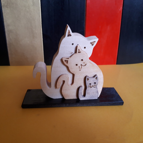木工アート 猫親子 その他アート makochin 通販 5884760｜Creema