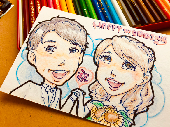 【似顔絵】結婚という大事な日に 2枚目の画像