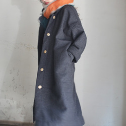 ほっこり冬素材◉ 国産ウールオーバーコート　チャコールグレー 6枚目の画像