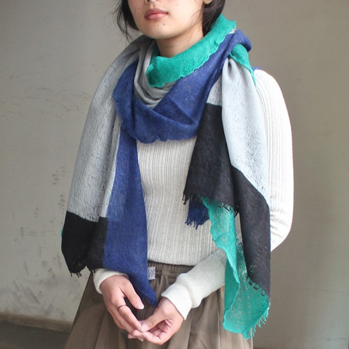 ◉限定色◉ ピュアカシミヤ大判グラデーションショール ブルー  