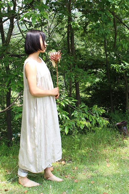 ピュアリネン　バルーンロングワンピース