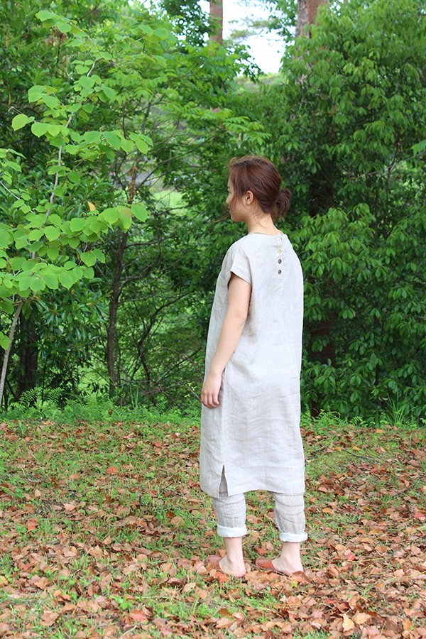 リネンバックボタンワンピース