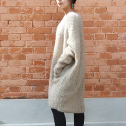 手工編織天然馬海毛長開襟衫 第5張的照片