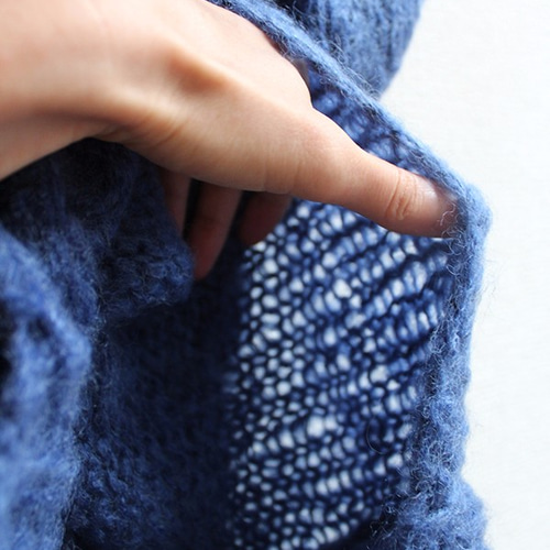 SALON BONCOURA 7周年リミテッド モヘアカーディガンブルー×グレー 5色