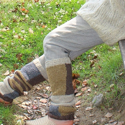 手工編織羊毛麻暖腿瘋狂組合 第2張的照片