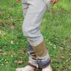 手工編織的大麻羊毛護腿棕色混紡 第3張的照片