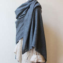 手織り　大判カシミアショール　シングル　杢グレー 5枚目の画像