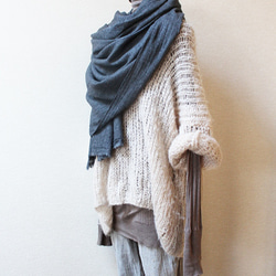 手織り　大判カシミアショール　シングル　杢グレー 6枚目の画像
