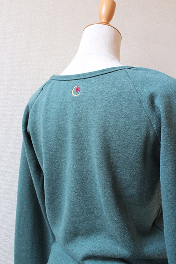 成人長運動衫麻×有機棉翠綠 第3張的照片