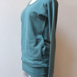 成人長運動衫麻×有機棉翠綠 第5張的照片