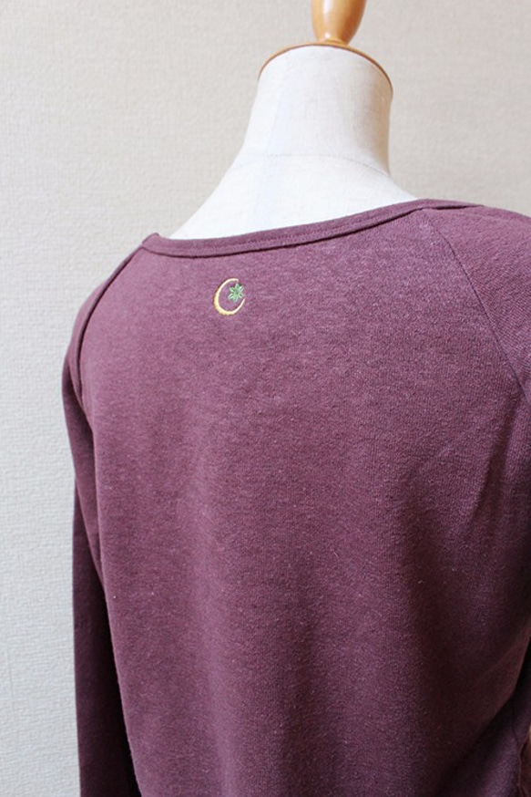成人長運動衫麻×有機棉紫色 第3張的照片