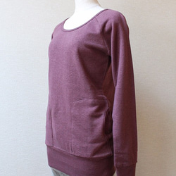 成人長運動衫麻×有機棉紫色 第5張的照片