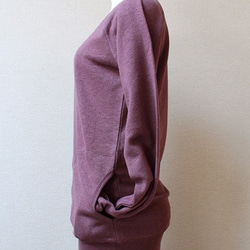 成人長運動衫麻×有機棉紫色 第6張的照片