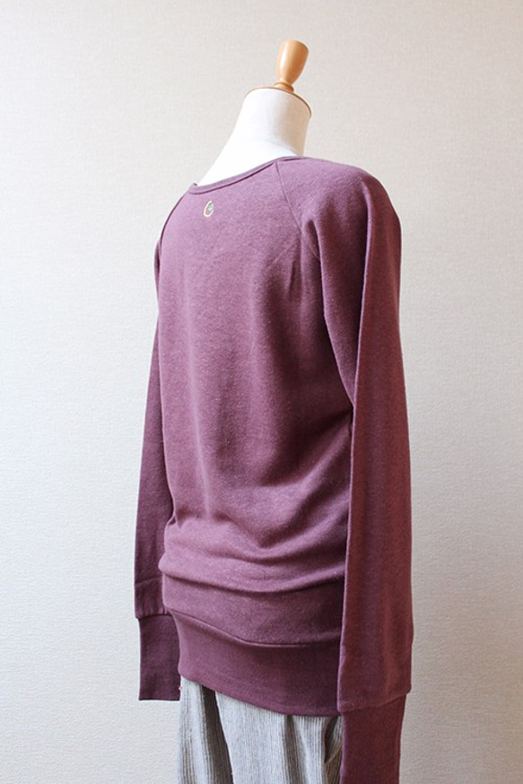 成人長運動衫麻×有機棉紫色 第7張的照片