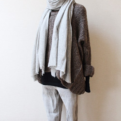 手織り　カシミアショール　シングル　ライトグレー 2枚目の画像