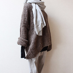 手工編織羊絨披肩單淺灰色 第4張的照片