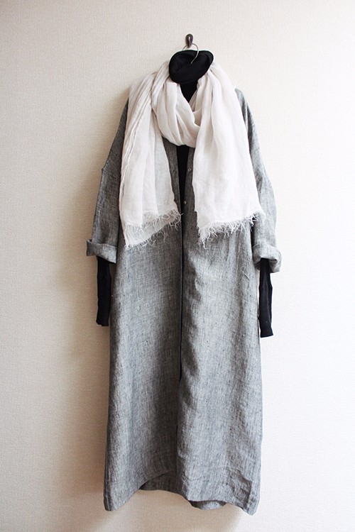 リネン フラットロングワンピース 杢グレー