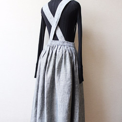 【再販】リネン ギャザーサスペンダースカート 6枚目の画像