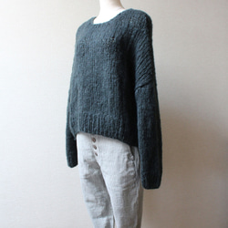 手編みモヘアショートセーター　ブラック 7枚目の画像