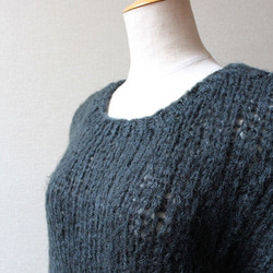 手編みモヘアショートセーター　ブラック 8枚目の画像