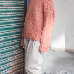 手編みモヘアショートセーター　サーモンピンク 7枚目の画像