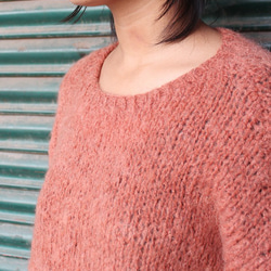 手編みモヘアショートセーター　サーモンピンク 8枚目の画像