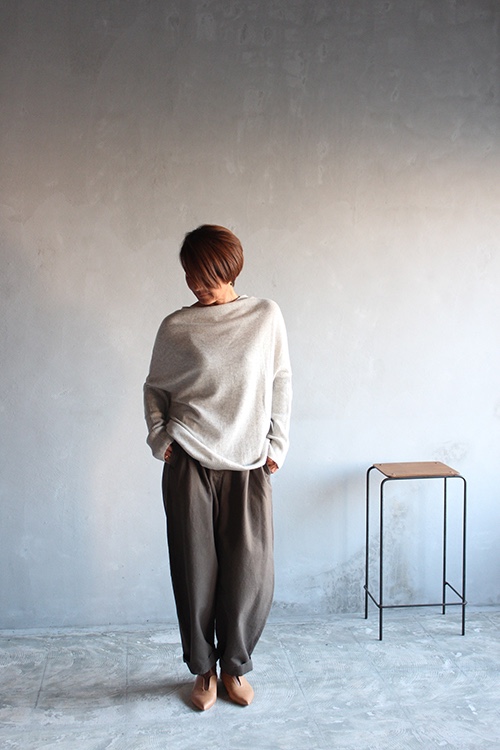 ピュアカシミヤ　ボタンカーディガン　ライトグレー