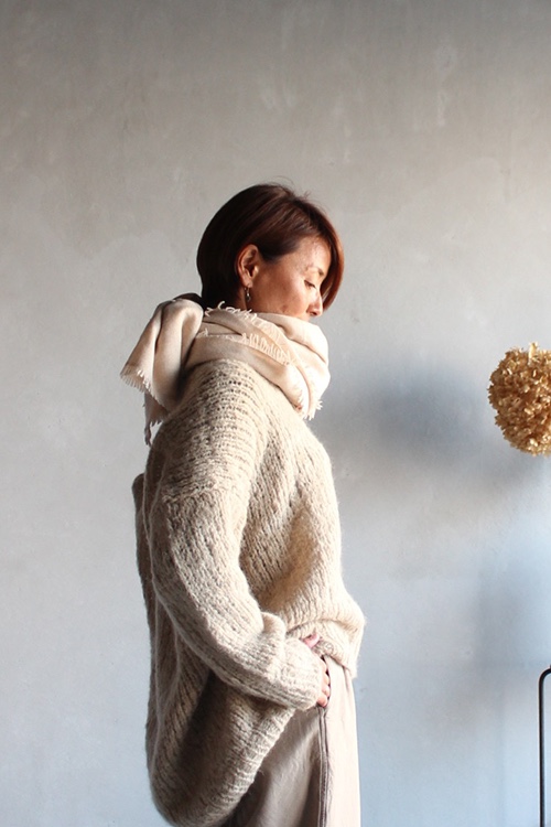 ピュアカシミヤショール　クリーム