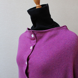純羊絨鈕扣開衫粉色紫色 第7張的照片