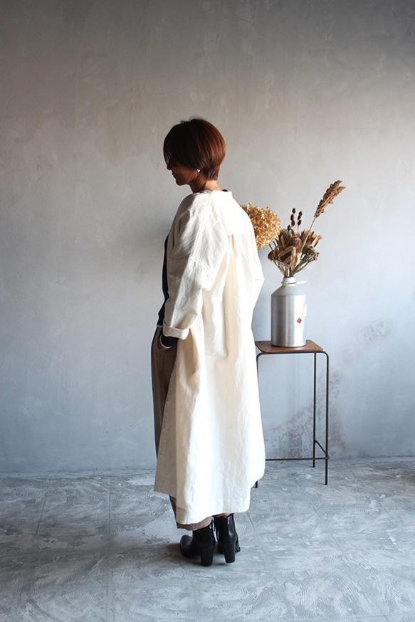 リネンコットンフラットロングワンピース 生成り ワンピース tsutsumu