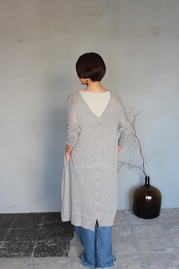 草木染め　ニット2wayロングカーディガン　グレー